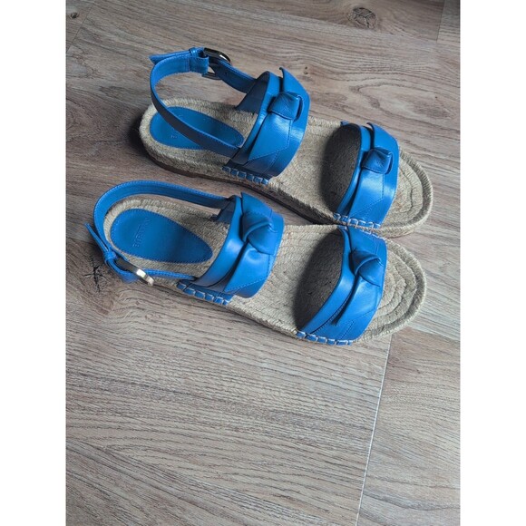 Alexandre Birman Clarita Bright Blue Leather Espadrille Sandal Womens 8.5 IT 39 - Picture 1 of 13